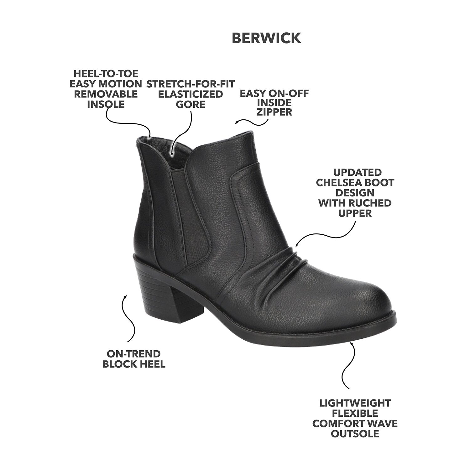 Easy Street Womens Berwick Block Heel Booties