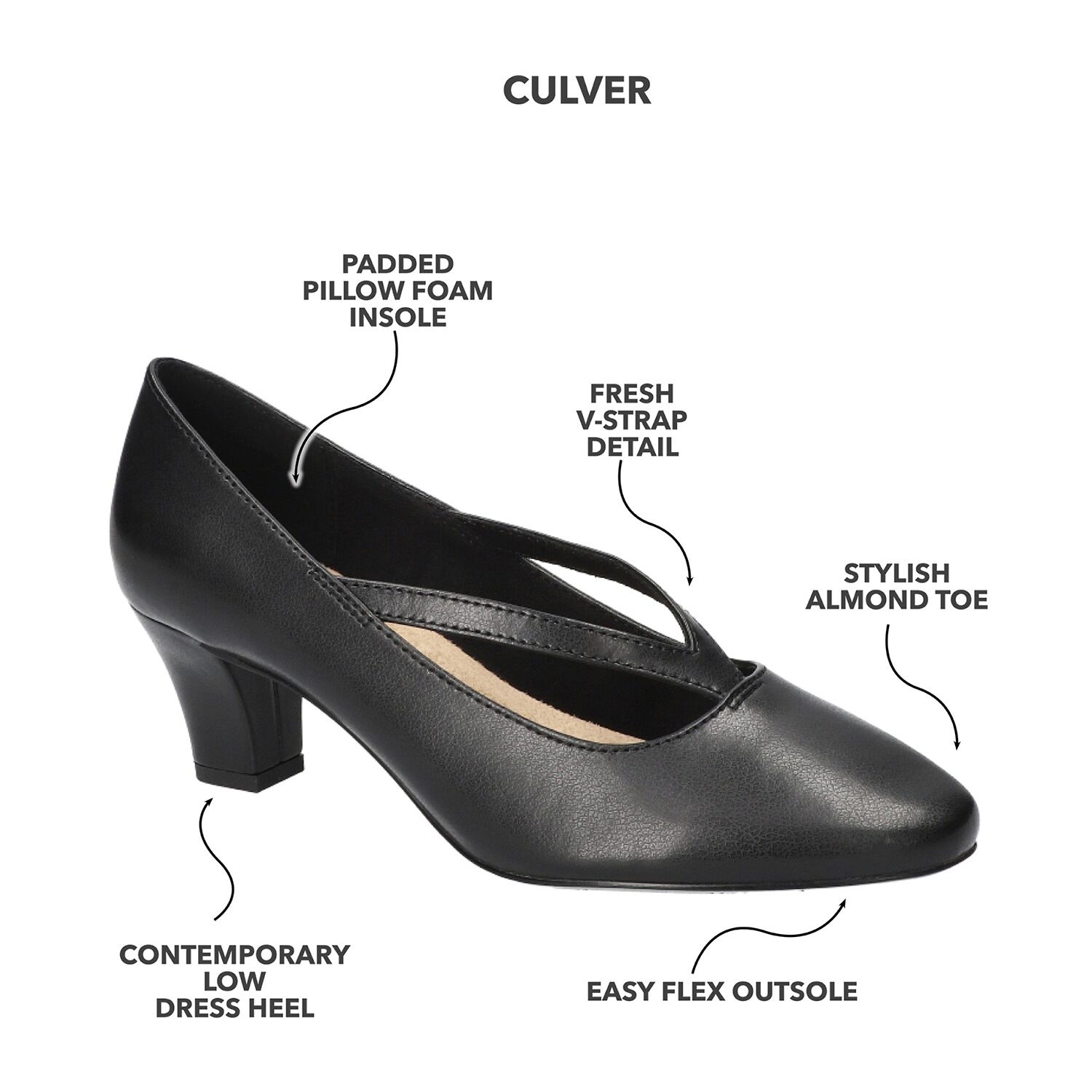Easy Street Culver Womens Almond Closed Toe Stiletto Heel Pumps