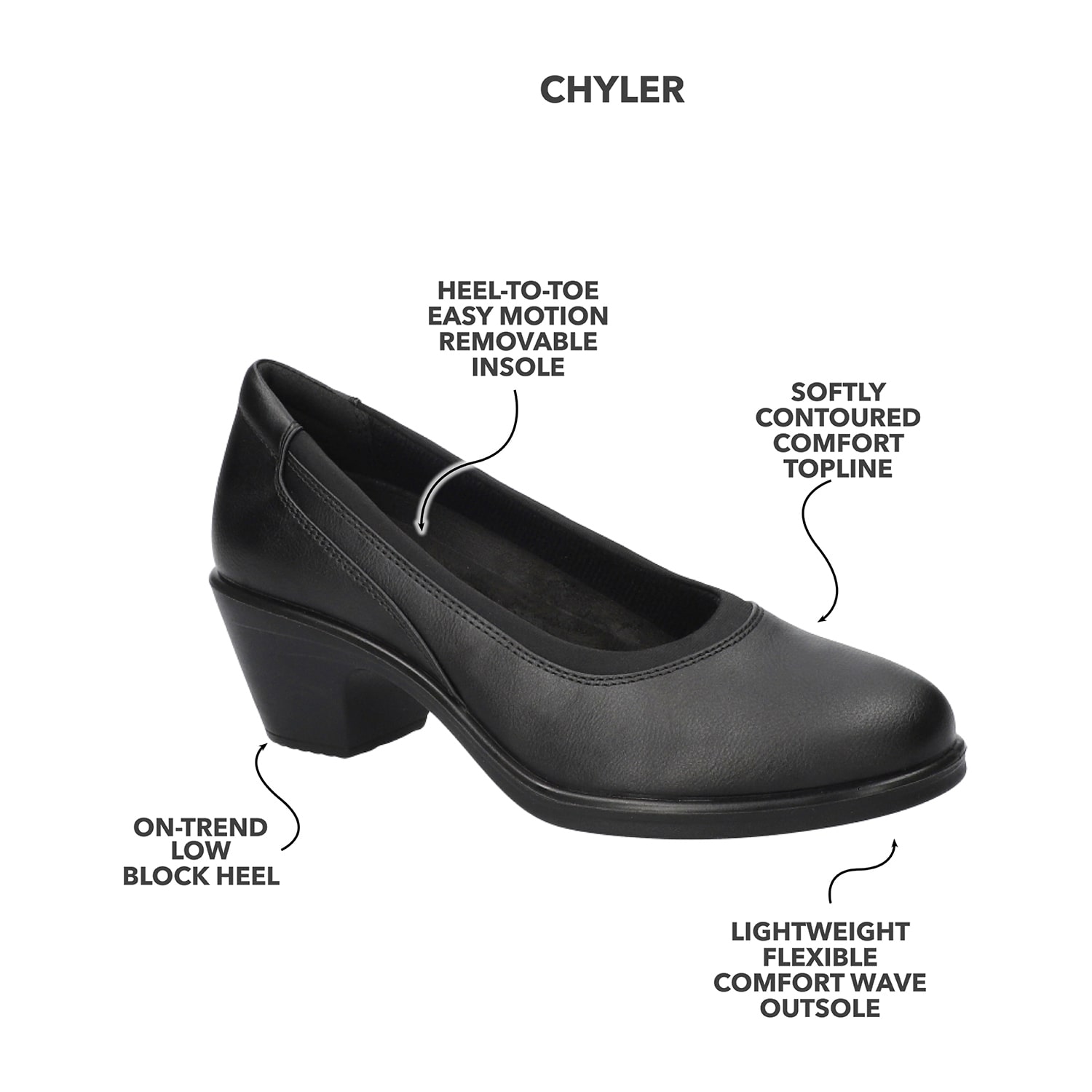 Easy Street Chyler Womens Round Closed Toe Block Heel Pumps