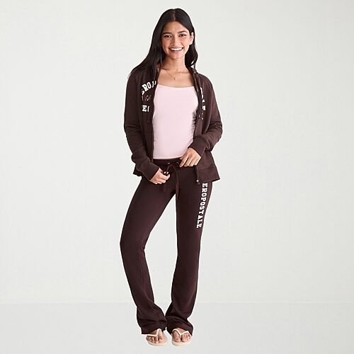 Aéropostale Womens Juniors Bootcut Low Rise Fleece Sweatpant In Brown