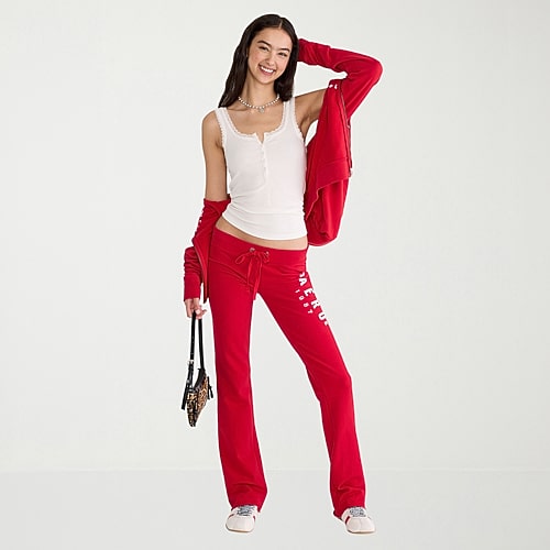 Aéropostale Womens Juniors Bootcut Low Rise Fleece Sweatpant In Red