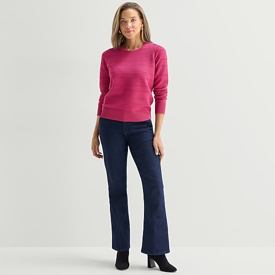 Liz Claiborne Womens Crew Neck Long Sleeve Pullover Sweater