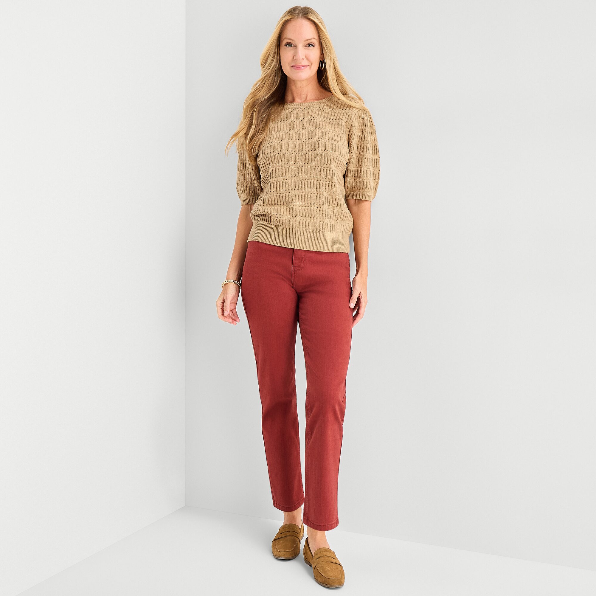Liz Claiborne Womens Round Neck Short Sleeve Pullover Sweater
