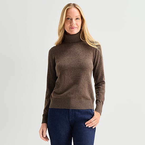 Liz Claiborne Luxe Womens Turtleneck Long Sleeve Pullover Sweater