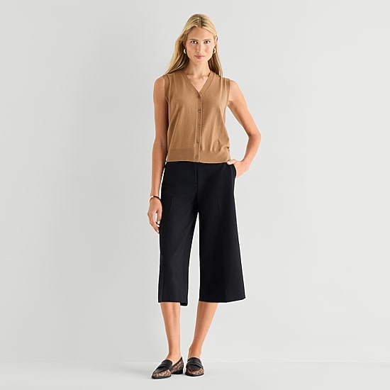 Worthington Womens V Neck Button Sweater Vest