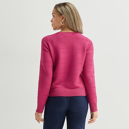 Liz Claiborne Womens Crew Neck Long Sleeve Pullover Sweater