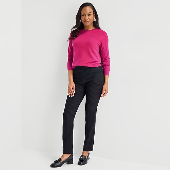 Liz Claiborne Luxe Womens Crew Neck Long Sleeve Pullover Sweater