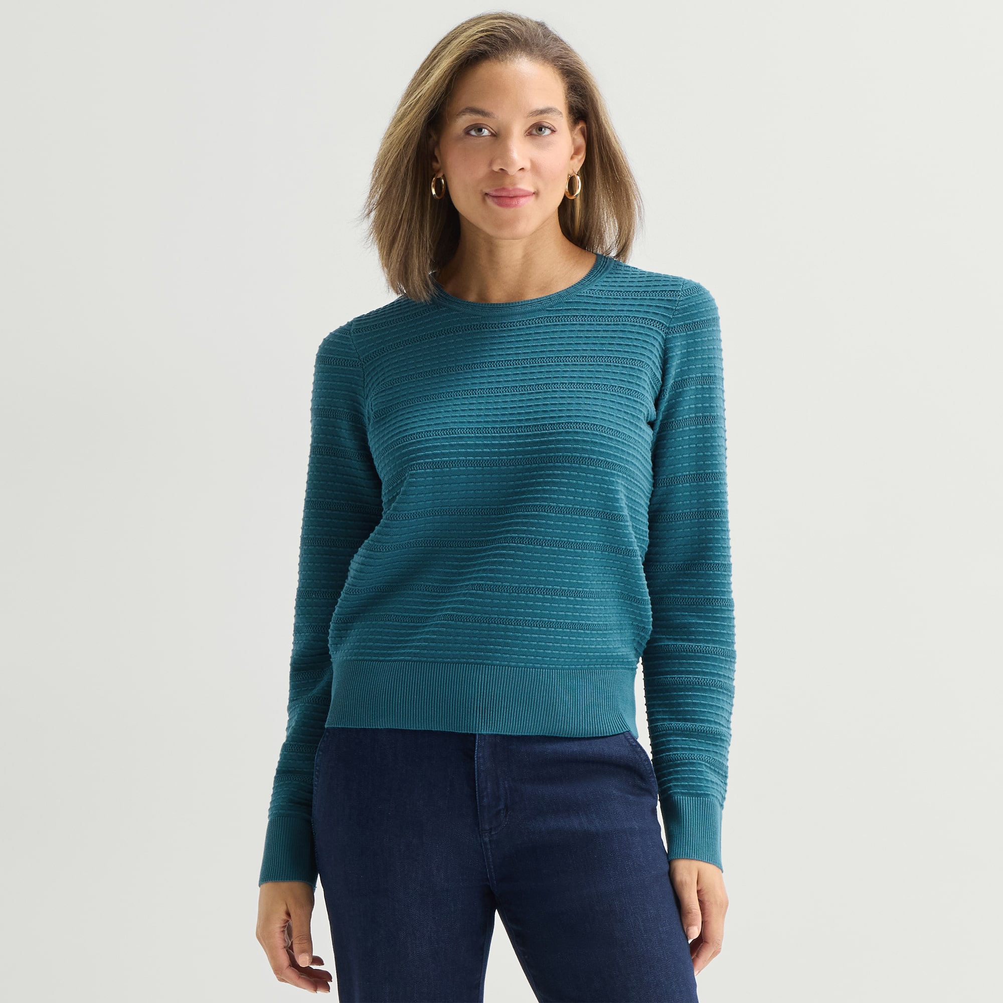 Liz Claiborne Womens Crew Neck Long Sleeve Pullover Sweater