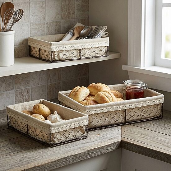 Cheungs Set Of 3 Lined Rectangular Wire Tray