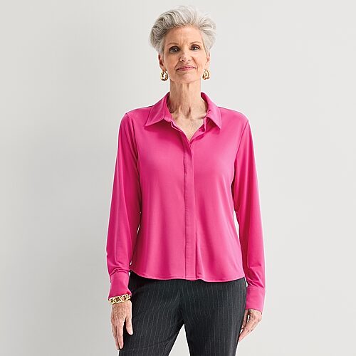 Liz Claiborne Womens Long Sleeve Dress Shirt In Pink
