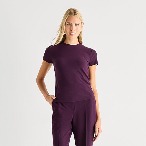 Worthington Womens Crew Neck Short Sleeve T-shirt In Purple