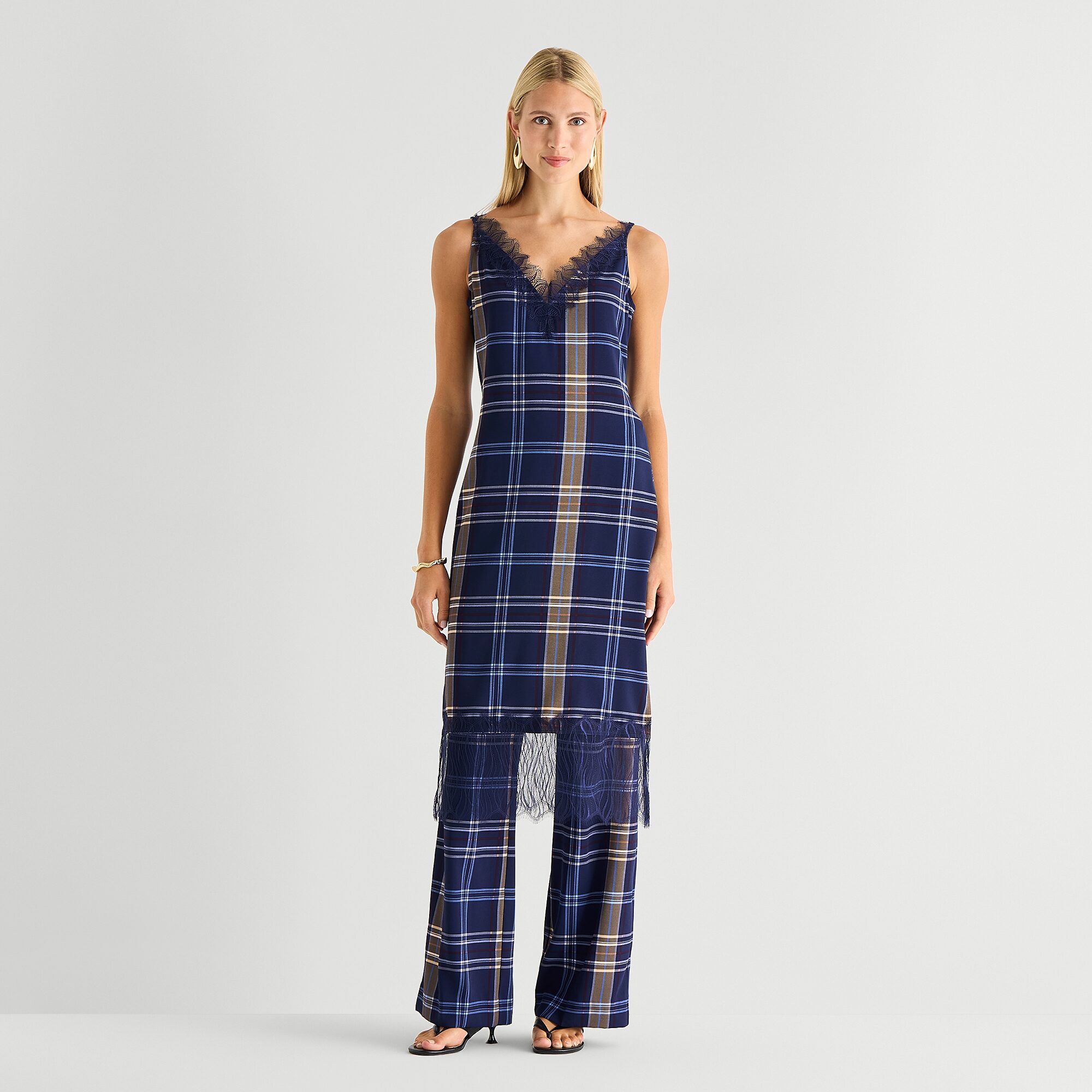 Worthington Womens Sleeveless Plaid Slip Dress