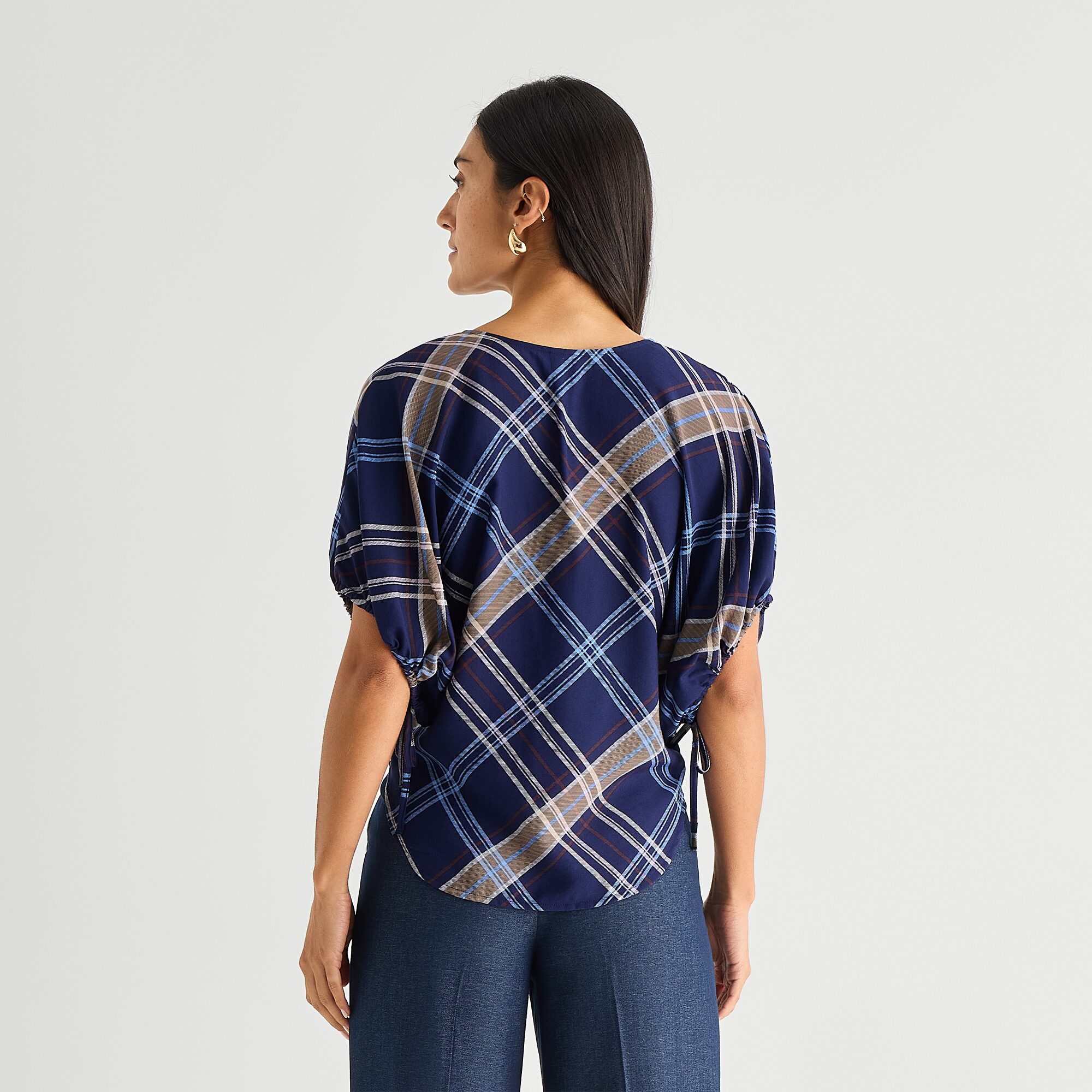 Worthington Womens Split Crew Neck Short Sleeve Blouse