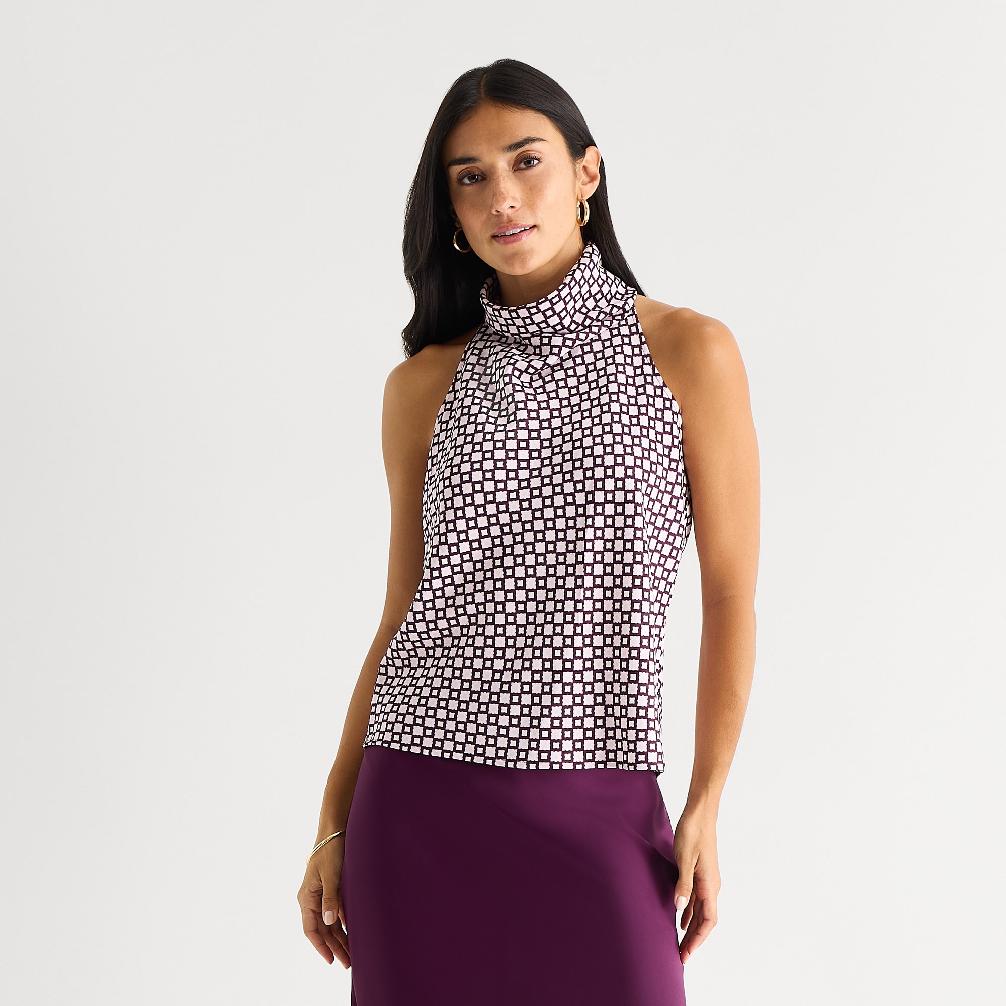 Worthington Womens Halter Neck Sleeveless Blouse