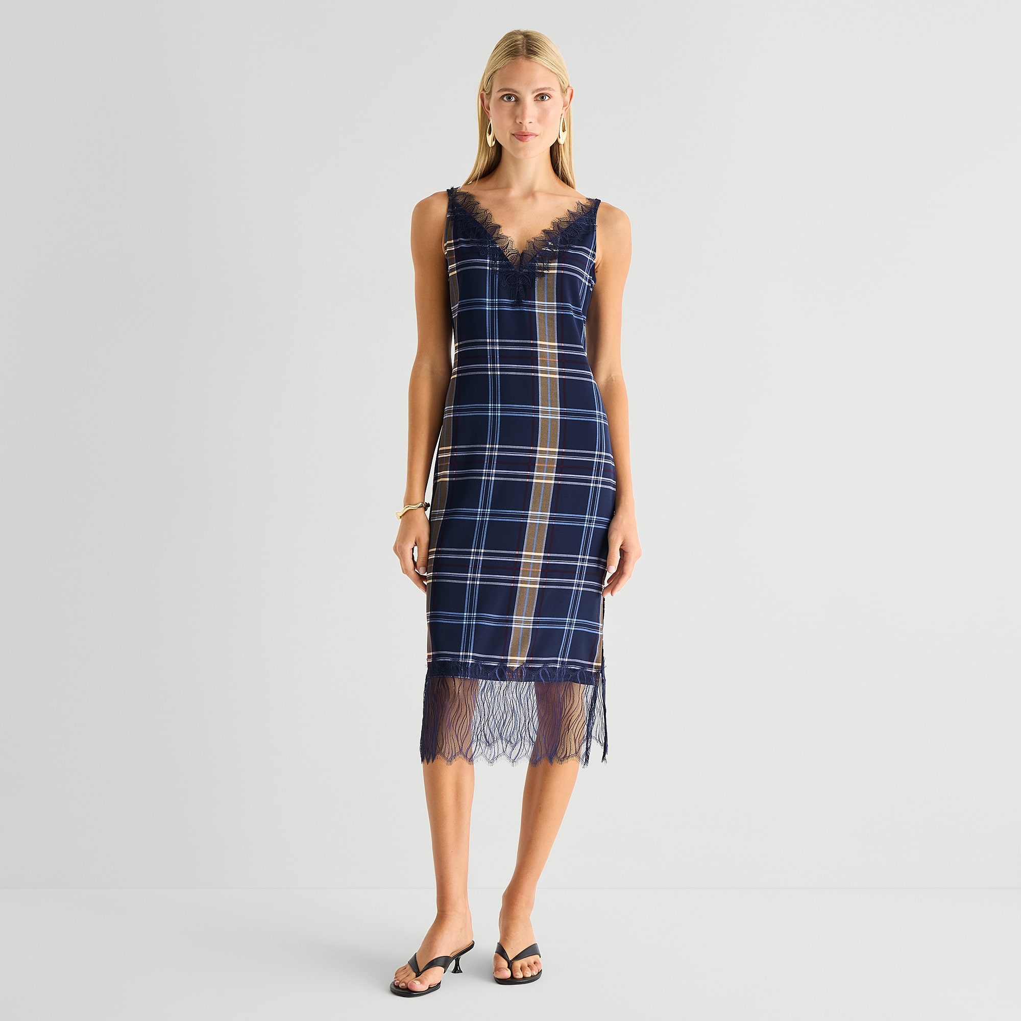 Worthington Womens Sleeveless Plaid Slip Dress