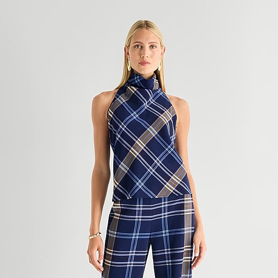 Worthington Womens Halter Neck Sleeveless Blouse