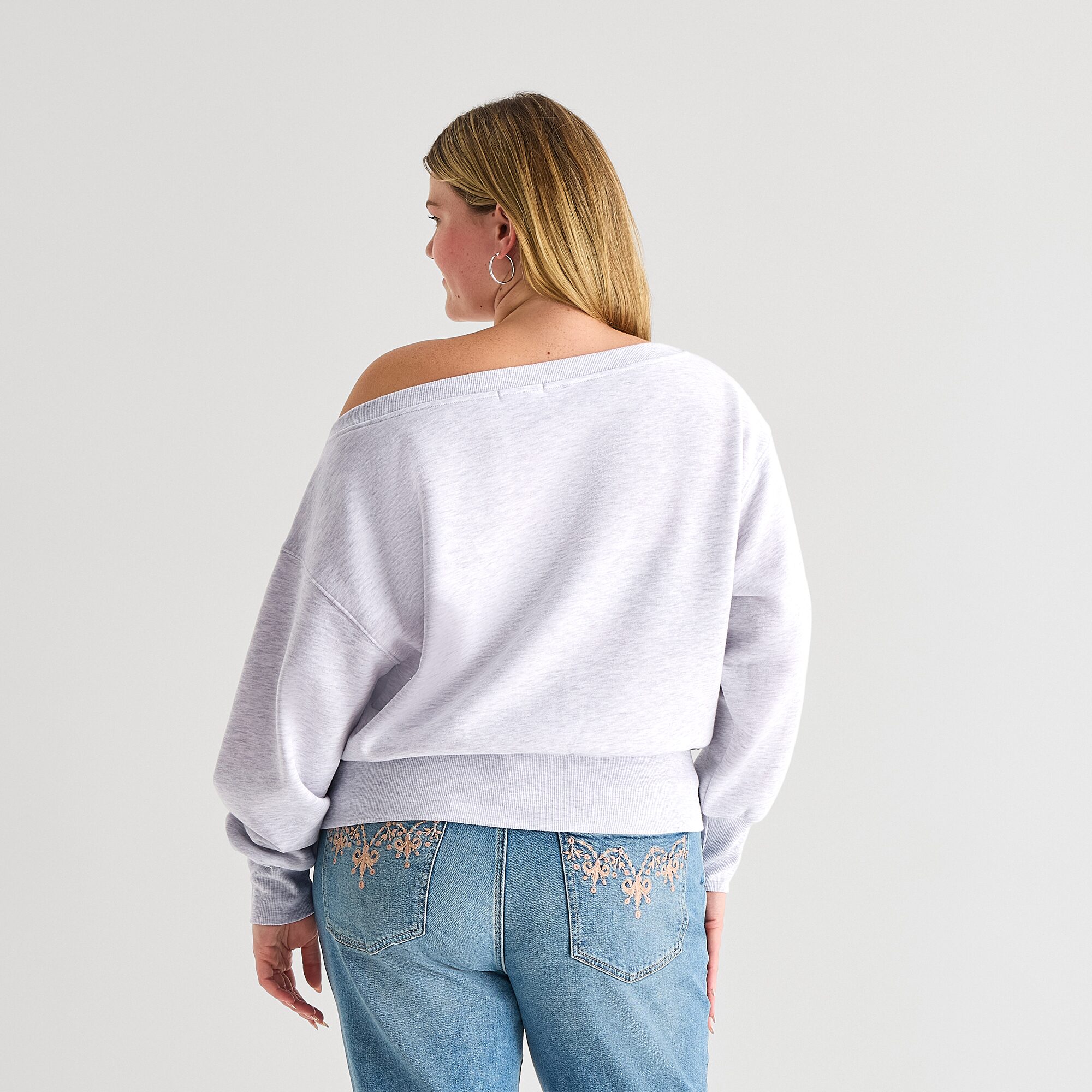 Forever 21 Womens Juniors Plus Asymmetrical Neck Long Sleeve Sweatshirt