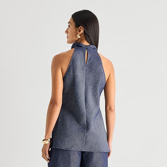 Worthington Womens Halter Neck Sleeveless Blouse