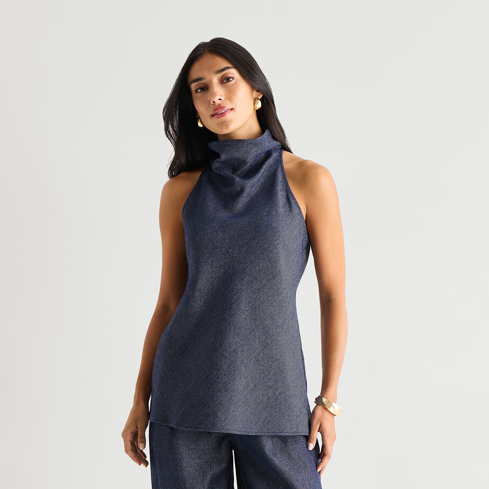 Worthington Womens Halter Neck Sleeveless Blouse