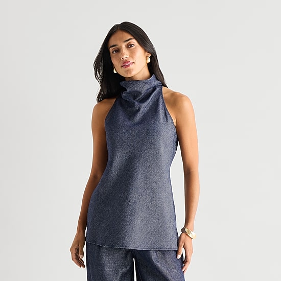 Worthington Womens Halter Neck Sleeveless Blouse