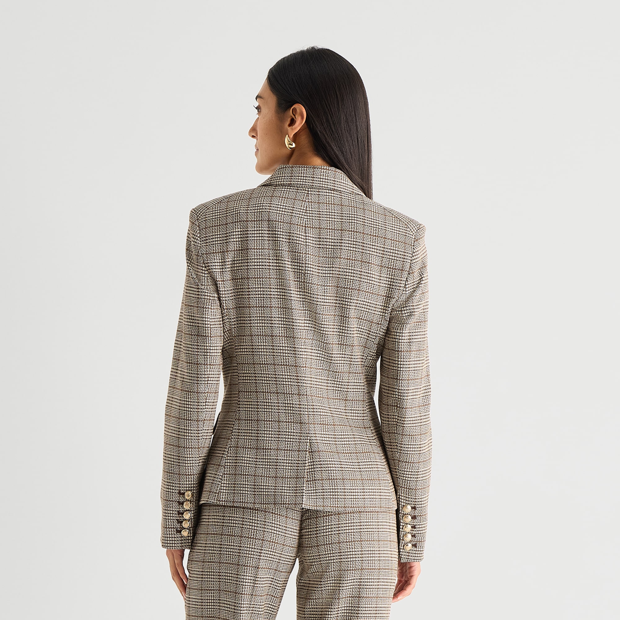 Worthington Womens Double Breasted Plaid Regular Fit Blazer