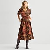 Liz Claiborne Patch Chains Womens Mid Rise Midi Flared Skirt