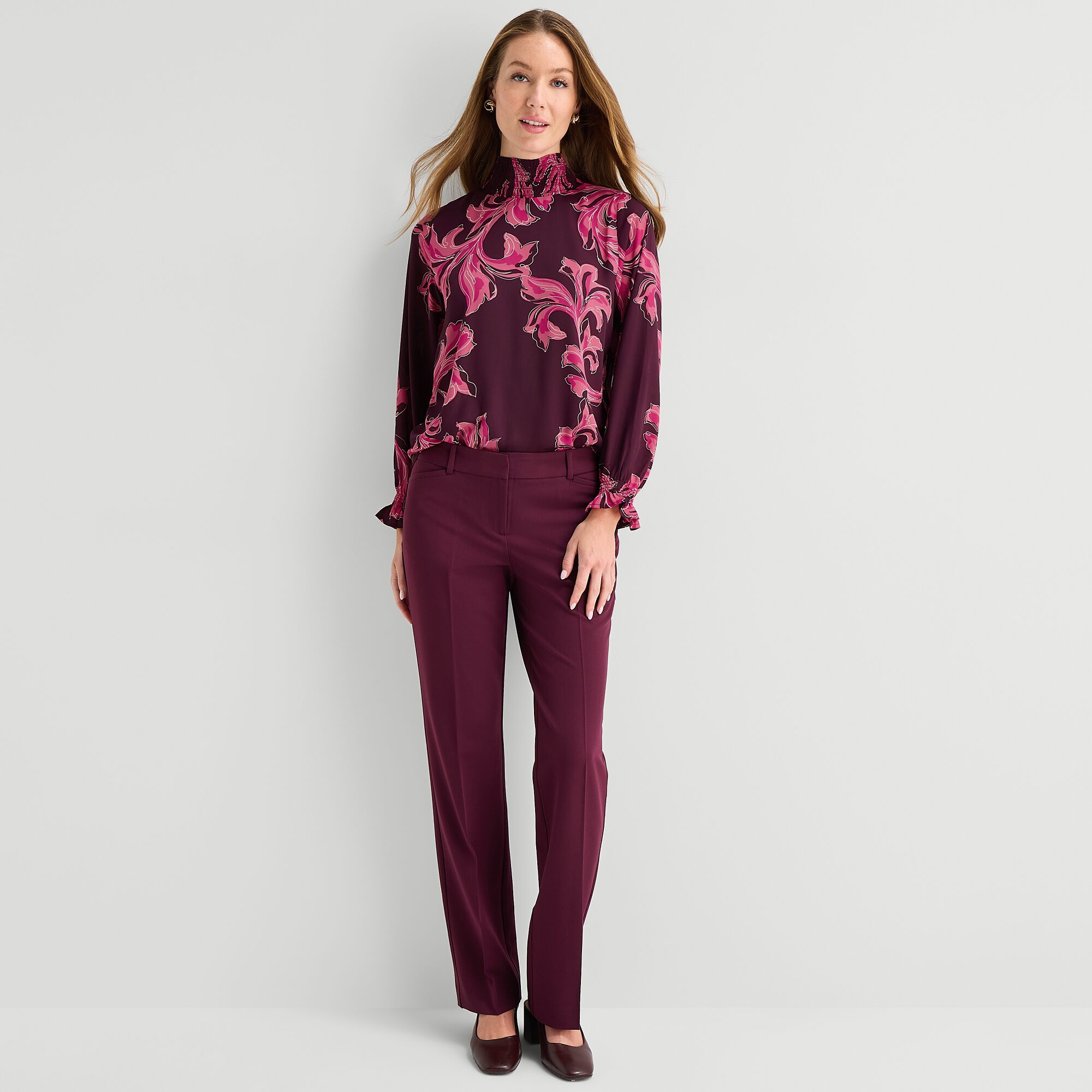 Liz Claiborne Womens Mock Neck Long Sleeve Blouse