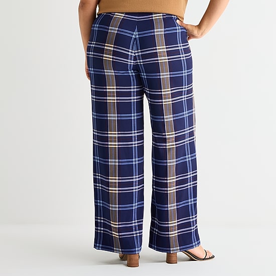 Worthington Womens Plus Wide Leg High Rise Trouser