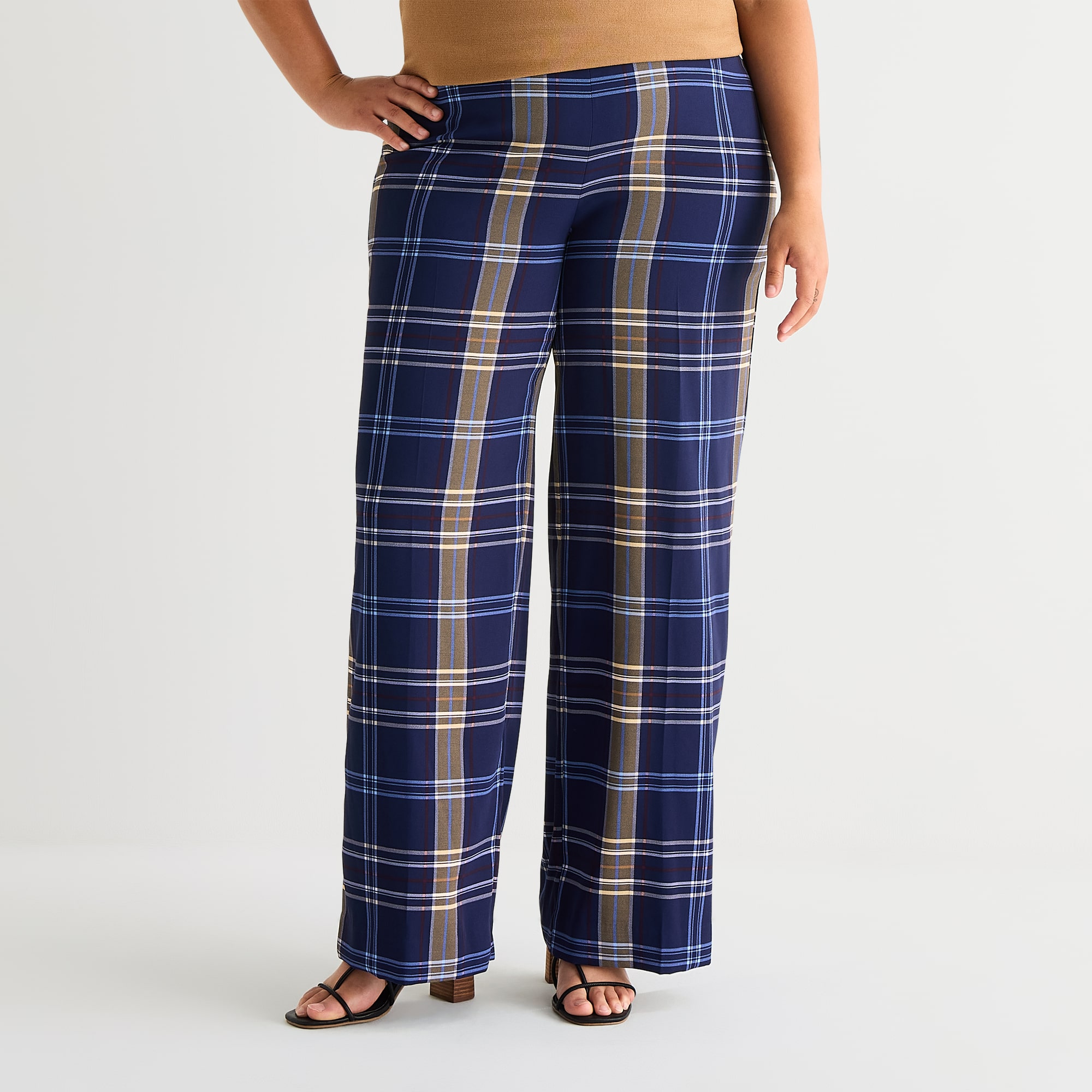 Worthington Womens Plus Wide Leg High Rise Trouser