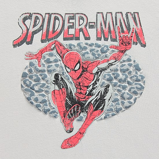 Spider Man Boyfriend Tee Womens Juniors Crew Neck Short Sleeve Loose Fit Spiderman Graphic T-Shirt