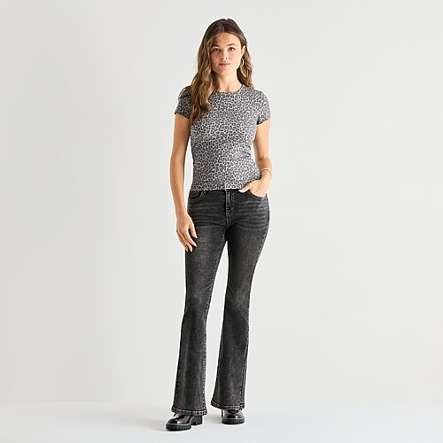 Forever 21 Womens Juniors Low Rise Wide Leg Jean In Black