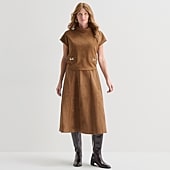 Liz Claiborne Faux Suede Womens Mid Rise Midi Flared Skirt