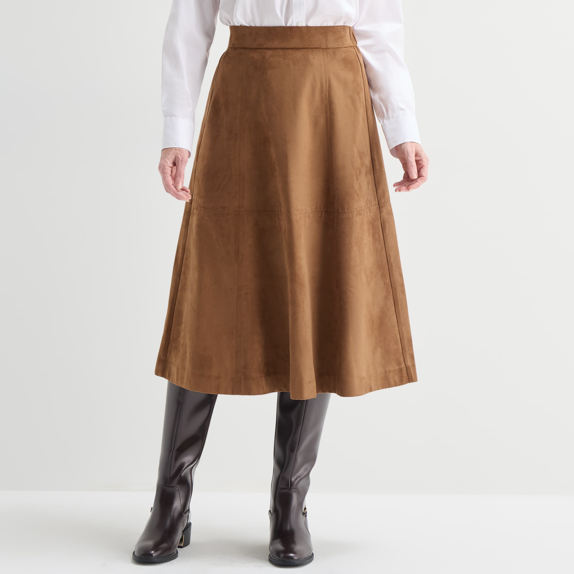 Liz Claiborne Faux Suede Womens Mid Rise Midi Flared Skirt