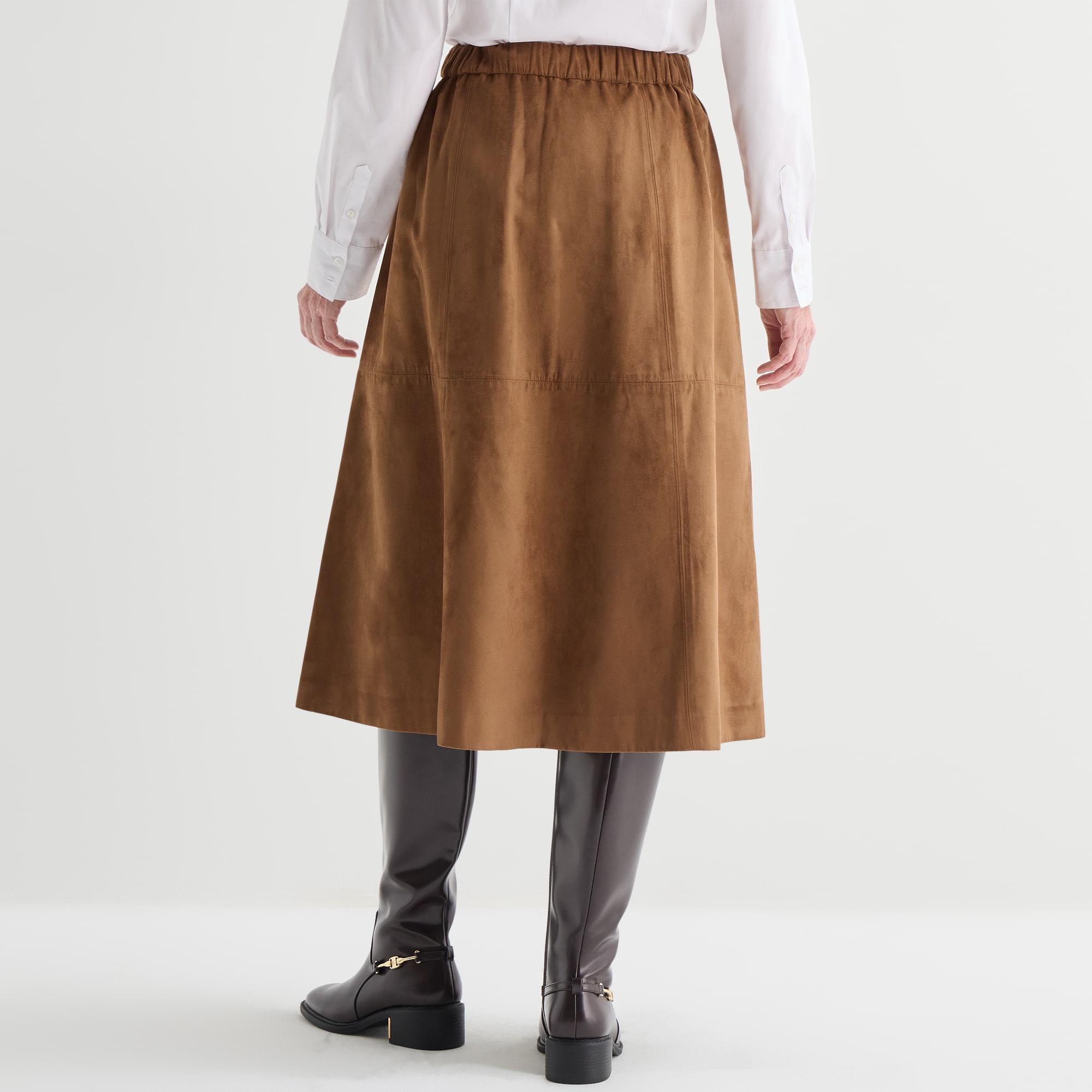 Liz Claiborne Faux Suede Womens Mid Rise Midi Flared Skirt