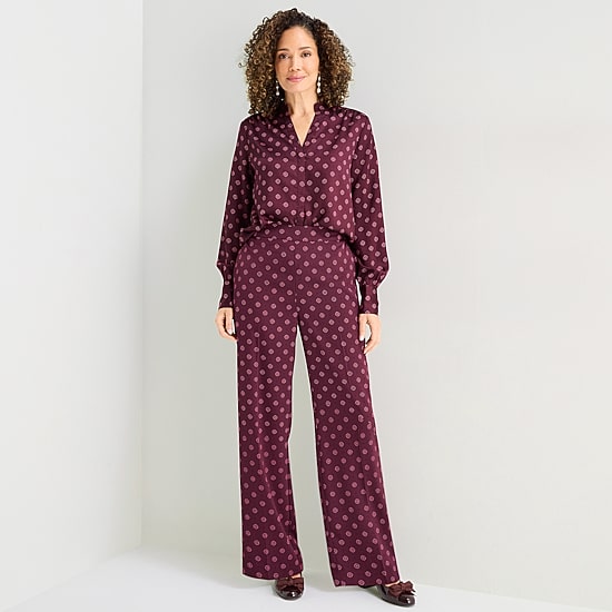 Liz Claiborne Womens Split Crew Neck Cuffed Long Sleeve Regular Fit Button-Down Shirt