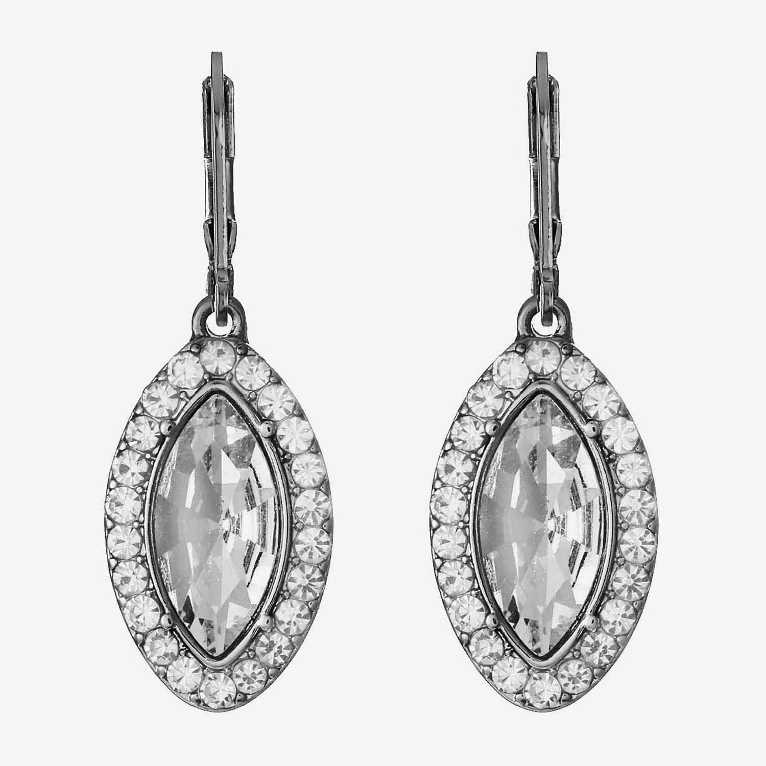 Monet Jewelry Womens Red Glass Marquise Drop Earrings