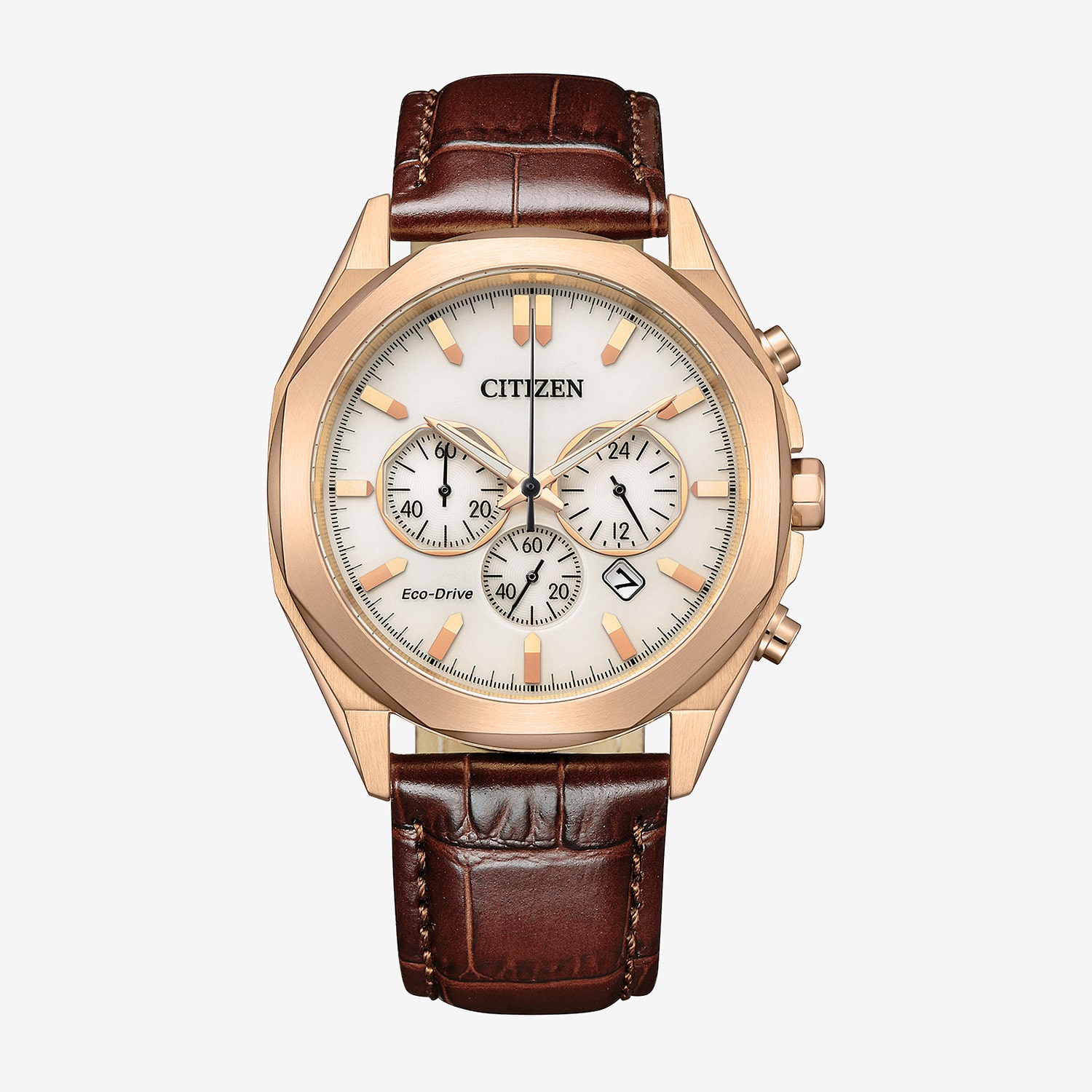 Citizen Classic Eco Mens Chronograph Brown Leather Strap Watch Ca4593-15a