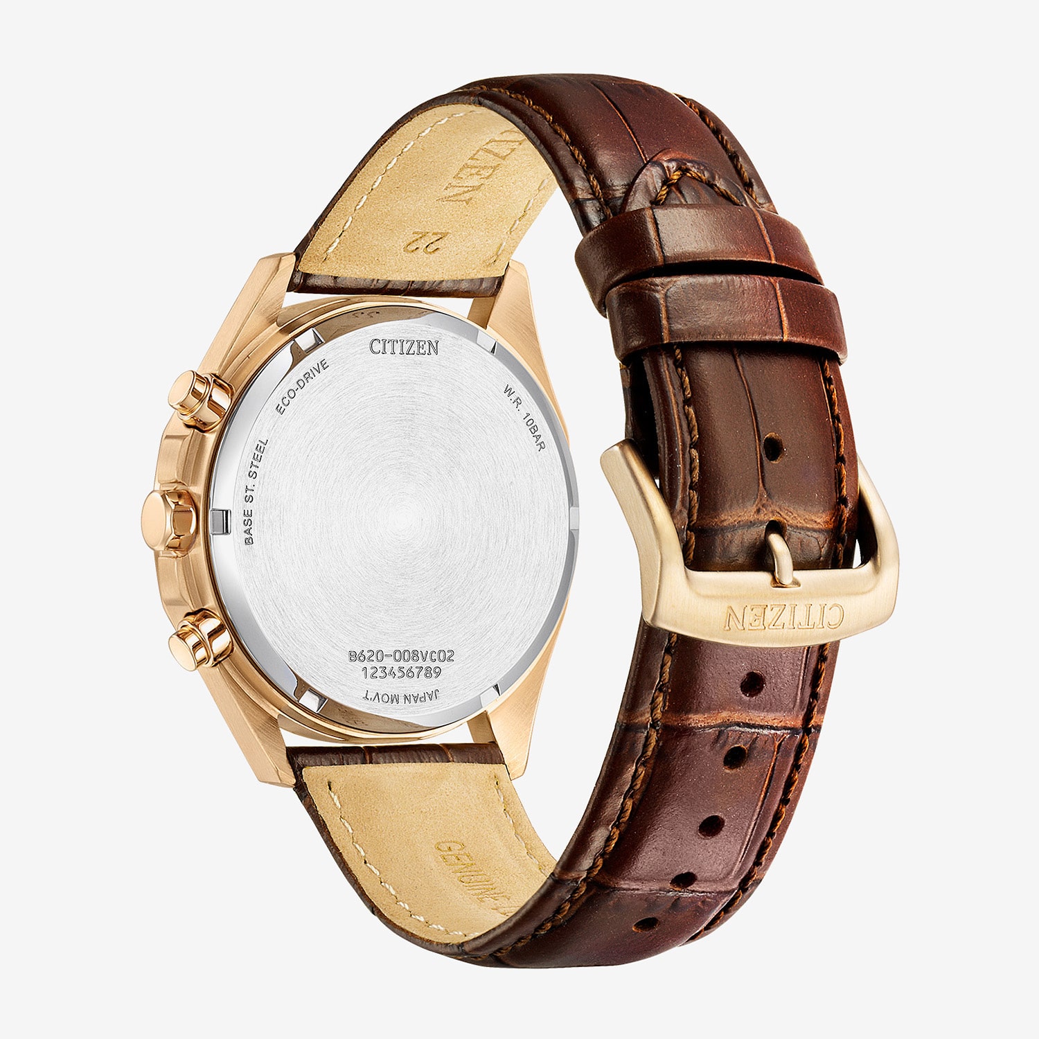 Citizen Classic Eco Mens Chronograph Brown Leather Strap Watch Ca4593-15a