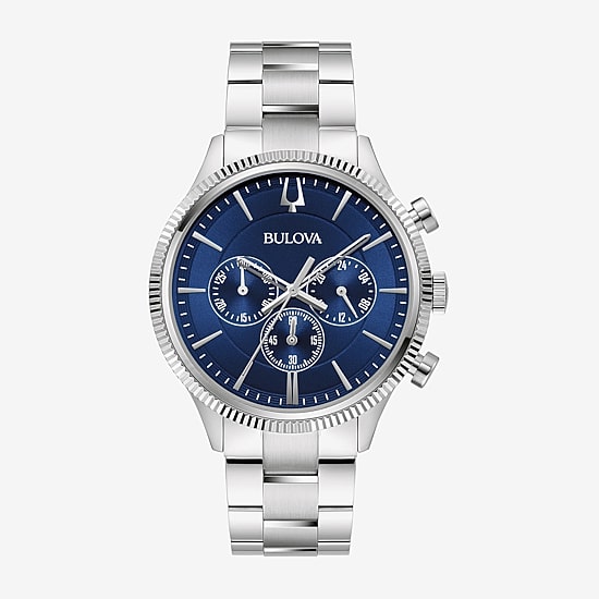 Bulova Misc Classic Mens Chronograph Silver Tone Stainless Steel Bracelet Watch 96a324