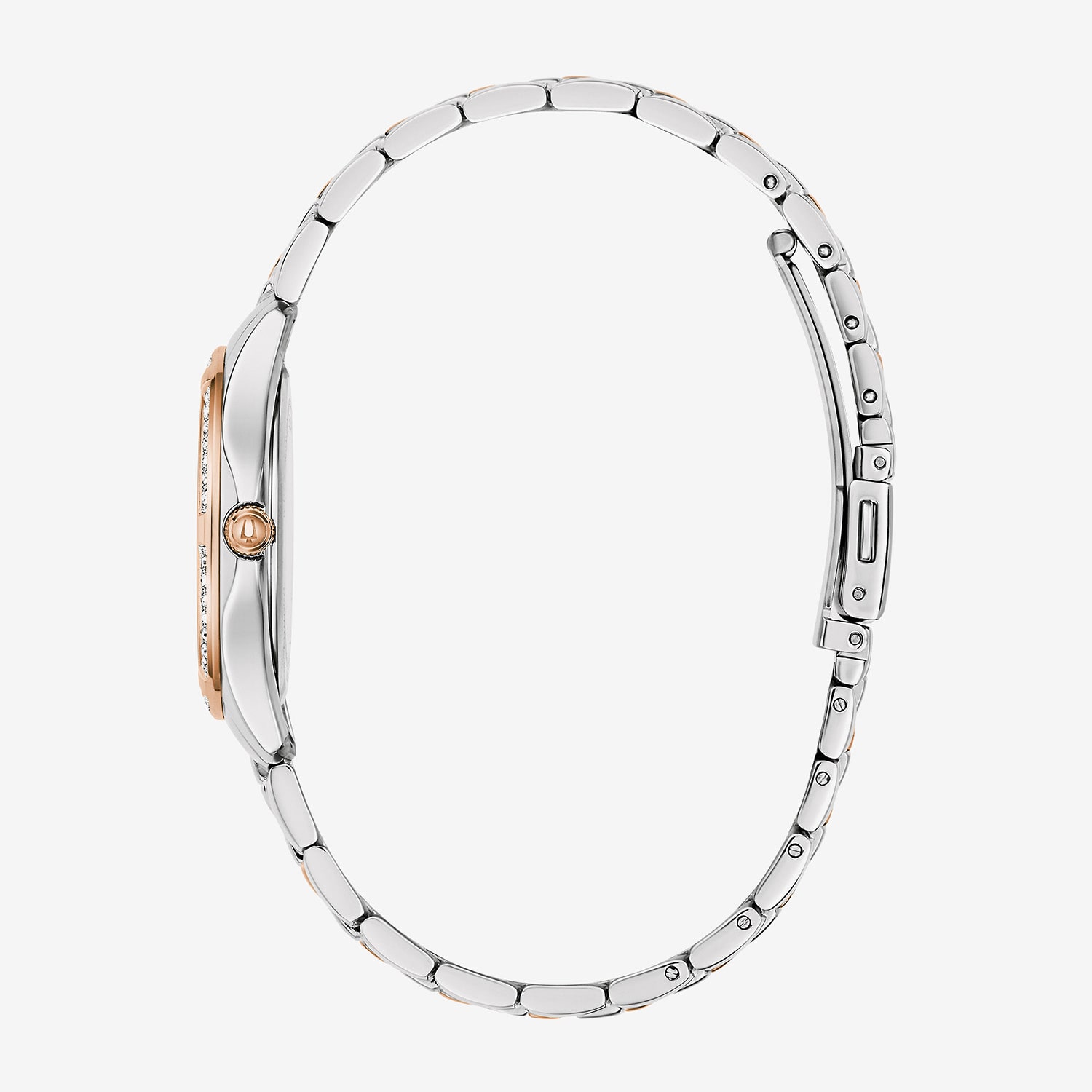 Bulova Misc Crystal Womens Two Tone Stainless Steel Bracelet Watch 98l346