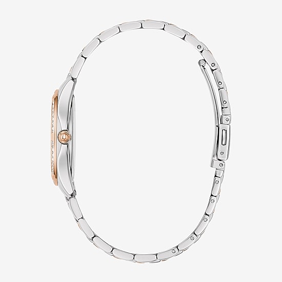 Bulova Misc Crystal Womens Two Tone Stainless Steel Bracelet Watch 98l346