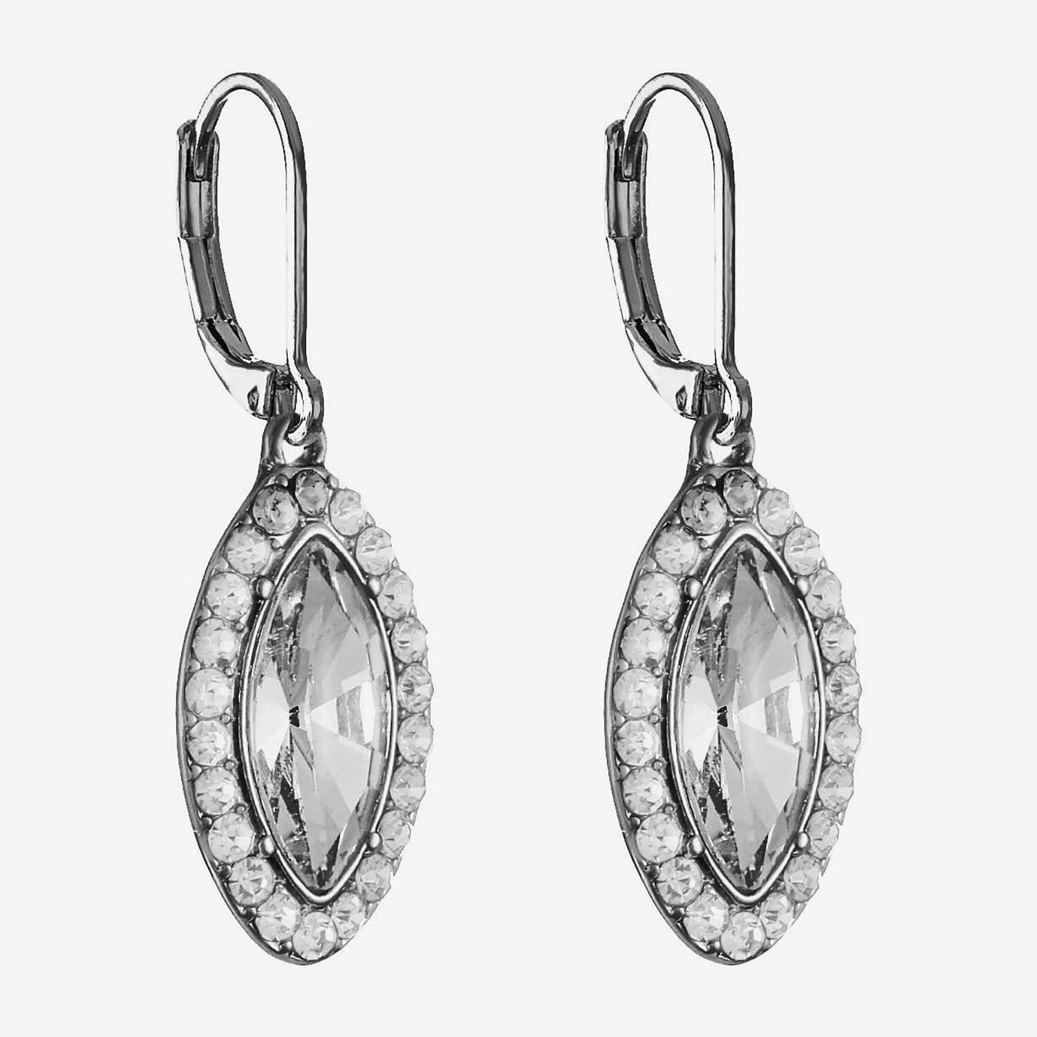 Monet Jewelry Womens Red Glass Marquise Drop Earrings