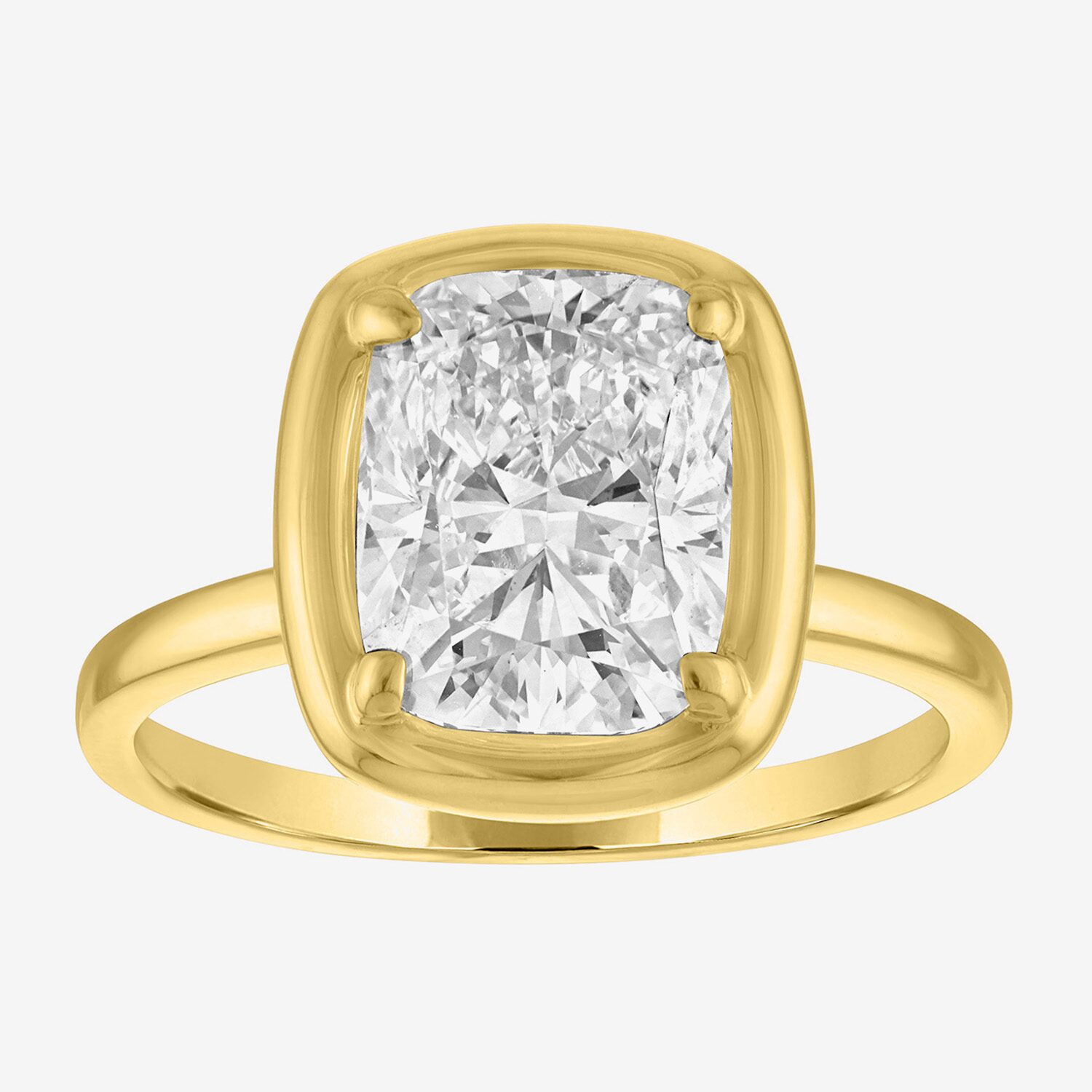 Bridal Addiction (E-F / Vs1-Vs2) Womens 3 CT. Lab Grown White Diamond 14K Gold Cushion Solitaire Engagement Ring
