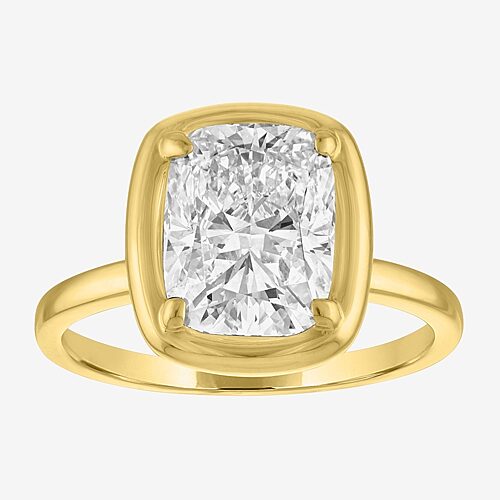 Modern Bride Bridal Addiction (e-f / Vs1-vs2) Womens 3 Ct. Lab Grown White Diamond 14k Gold Cushion Solitaire Eng In Yellow