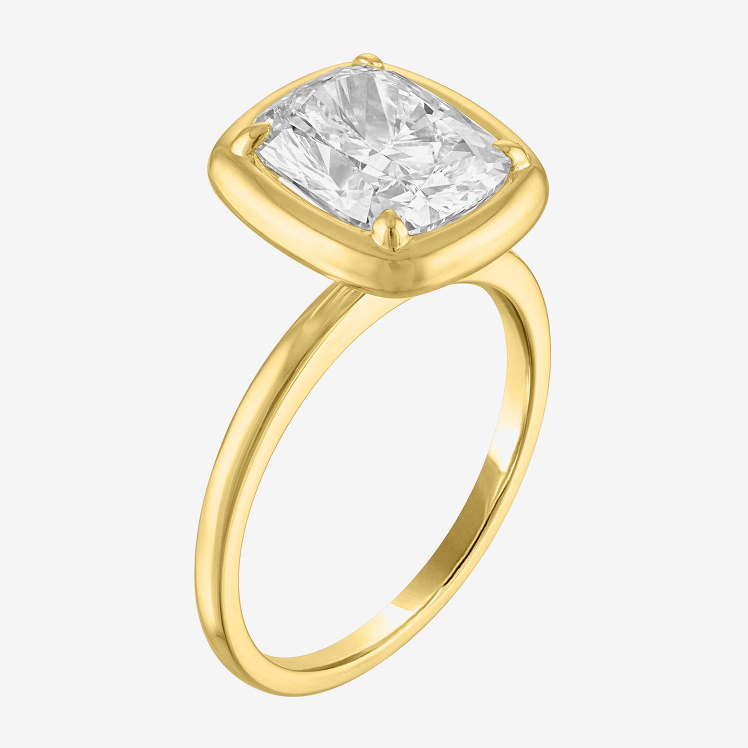 Bridal Addiction (E-F / Vs1-Vs2) Womens 3 CT. Lab Grown White Diamond 14K Gold Cushion Solitaire Engagement Ring