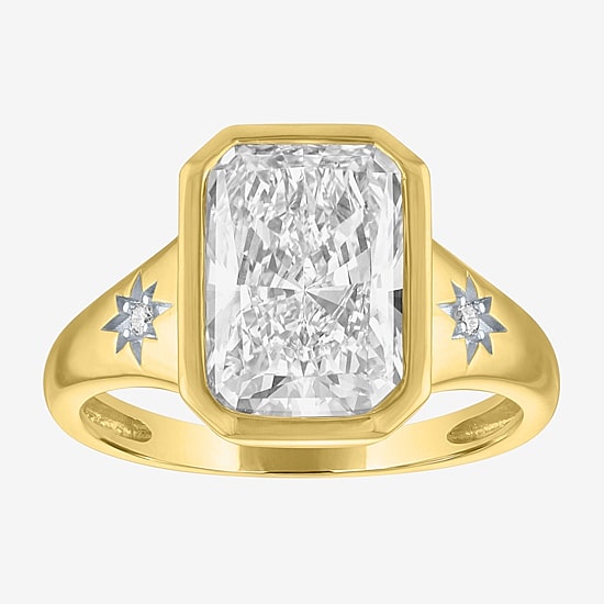 Bridal Addiction (E-F / Vs1-Vs2) Womens 4 CT. T.W. Lab Grown White Diamond 14K Gold Rectangular 3-Stone Engagement Ring