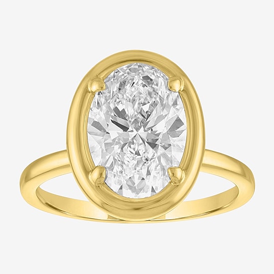 Bridal Addiction (E-F / Vs1-Vs2) Womens 3 CT. Lab Grown White Diamond 14K Gold Oval Solitaire Engagement Ring