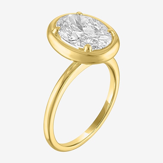 Bridal Addiction (E-F / Vs1-Vs2) Womens 3 CT. Lab Grown White Diamond 14K Gold Oval Solitaire Engagement Ring