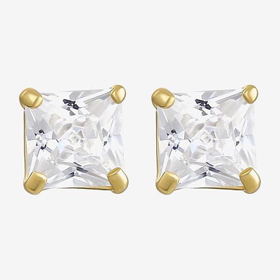 White Cubic Zirconia 14K Gold 12.1mm Stud Earrings