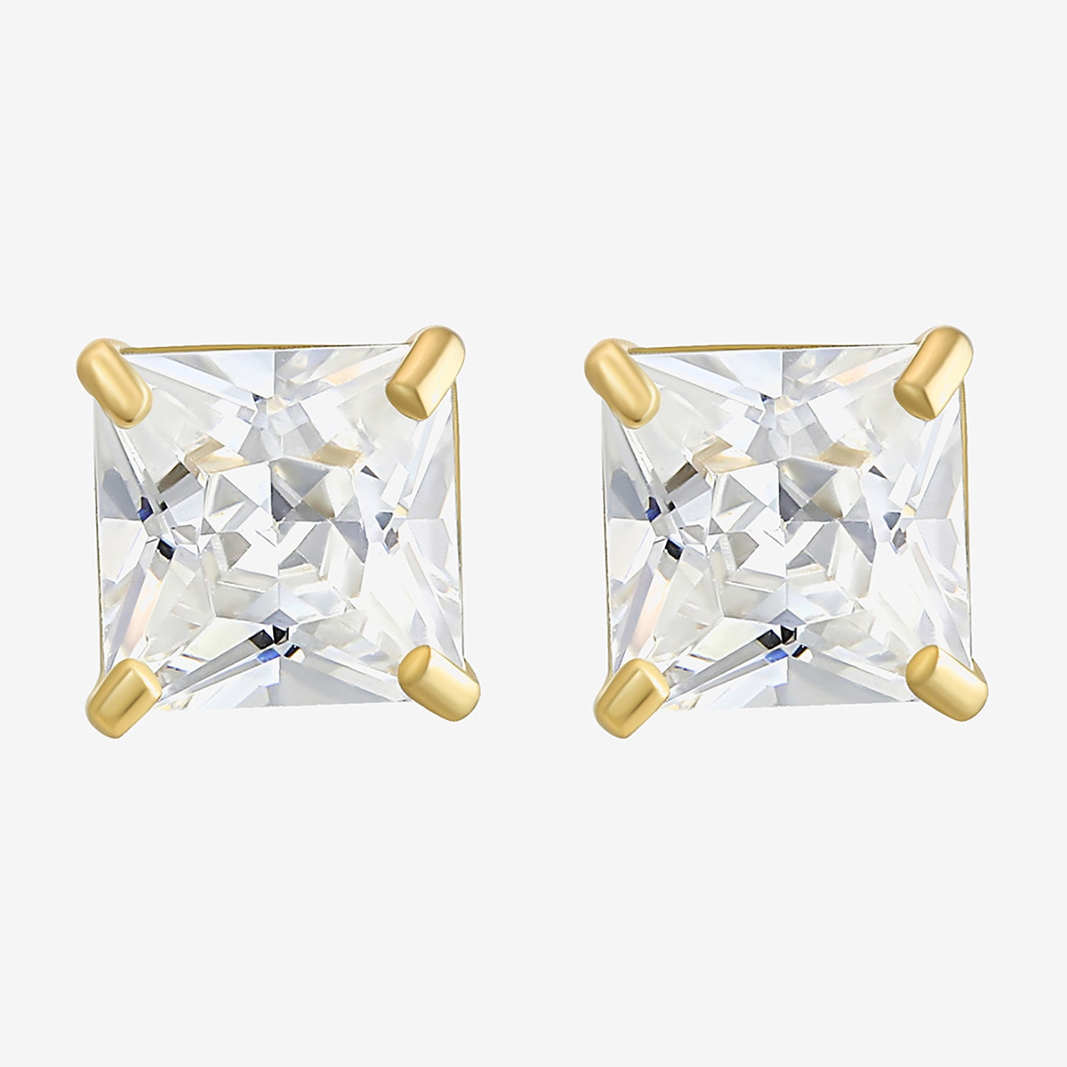 White Cubic Zirconia 14K Gold 12.7mm Stud Earrings